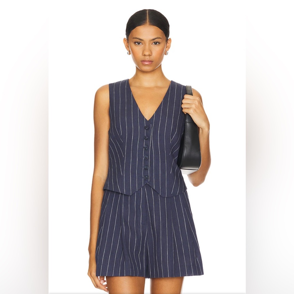 Astr Navy Pinstripe Vest